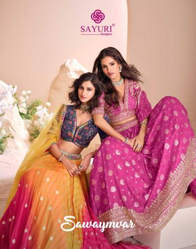 SWAYAMWAR BY SAYURI DESIGNER PURE VISCOS JACQUARD SILK LEHENGA CHOLI WHOLESALER IN INDIA 
